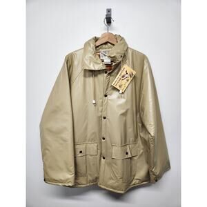 Vintage Duck Bay Heavy PVC Raincoat, Size Lg, In Beige Color. Dead Stock, 90s